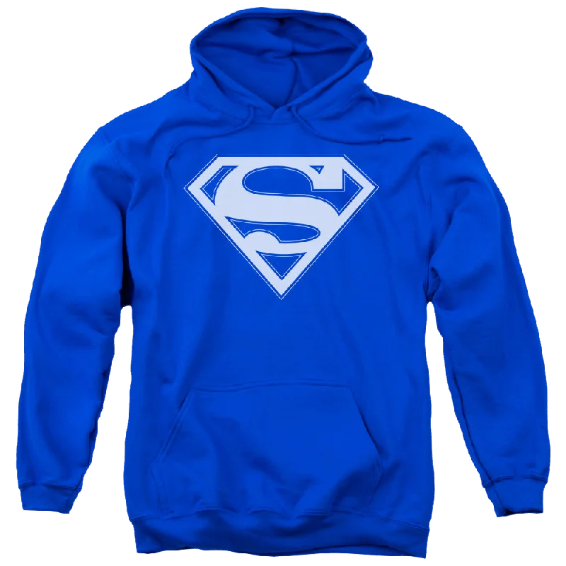 Superman Blue & White Shield - Pullover Hoodie Chenille Soft Sweater