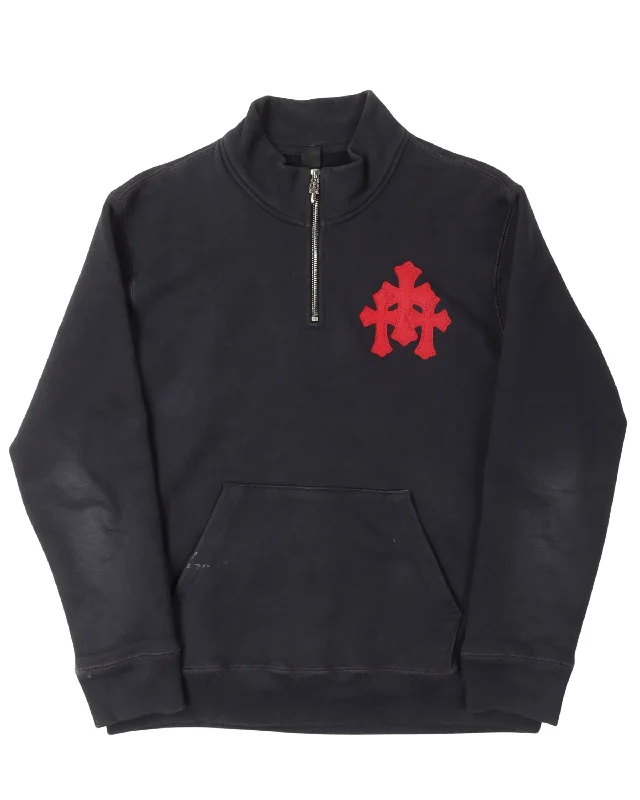 Paper Jam Cemetery Cross Patch Sweatshirt Hoodie with Elastic Cuffs Stretchable Comfortable