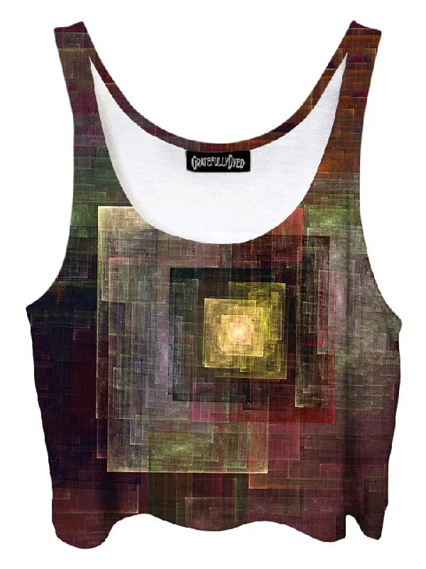 Colorful Impression Abstract Geometric Crop Top Striped Floral Plaid