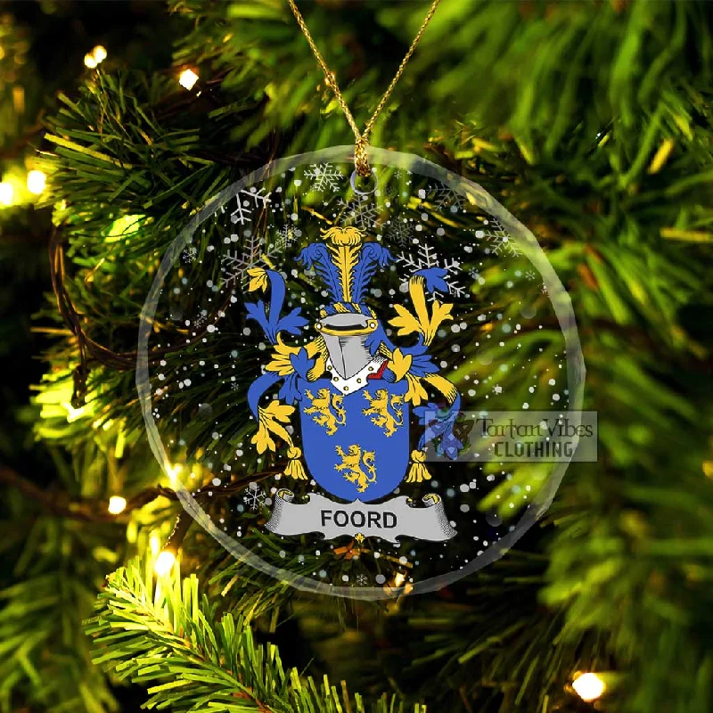 Foord Irish Clan Christmas Glass Ornament with Coat of Arms Houndstooth Jacket Shearling Jacket Fleece Jacket