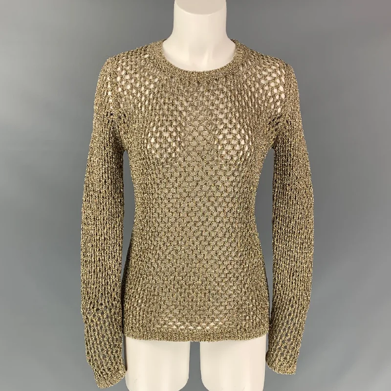 MARC JACOBS 2018 Size XS Gold Knitted Nylon Blend Pullover V-Neck Stylish Pullover
