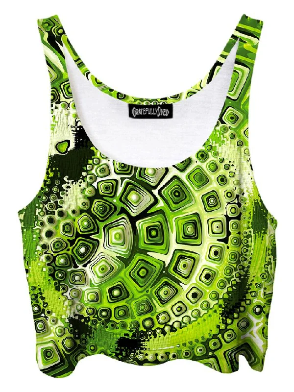 Retro Spec Geometric Fractal Crop Top Seamless Knitted Crochet