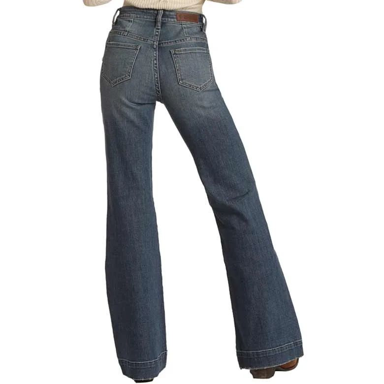 Rock & Roll Denim Women's High Rise Stretch Trouser Jeans Trousers Fleece Cozy