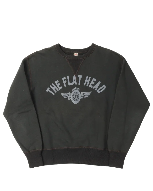 The Flat Head Tire Logo Sweatshirt Hoodie with Exposed Zipper Edgy Industrial