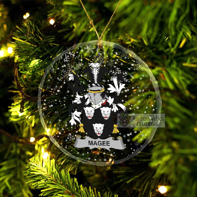 Magee Irish Clan Christmas Glass Ornament with Coat of Arms Kimono Robe Cloak