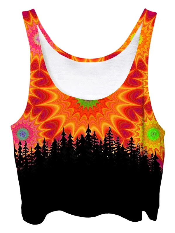 Mandala Forest Crop Top Mesh Fabric Canvas Fabric Denim Fabric