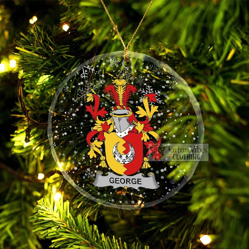 George Irish Clan Christmas Glass Ornament with Coat of Arms Trench Wool Cashmere