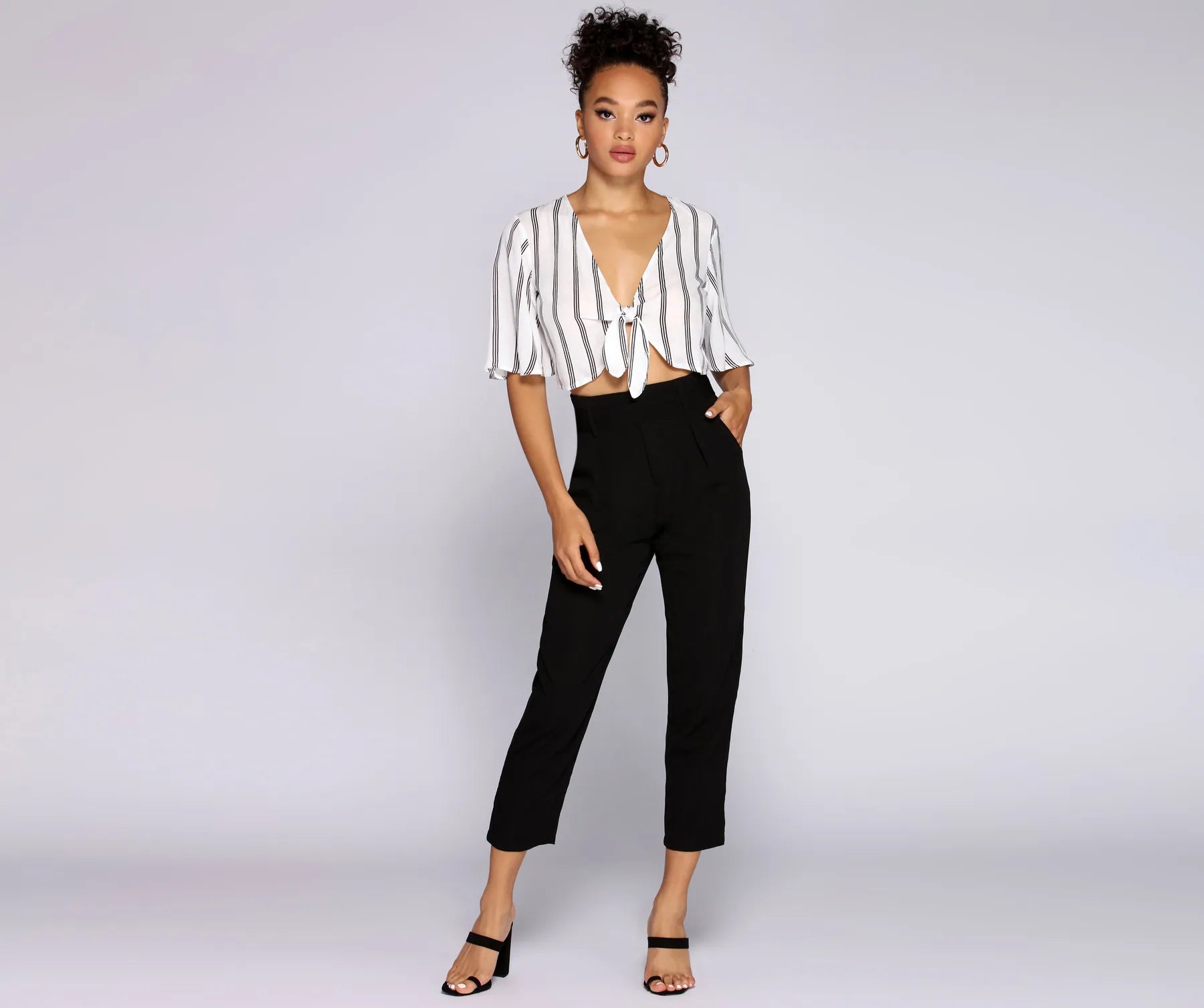 Good Gauze Tie Front Crop Top Elegant Classic Vintage