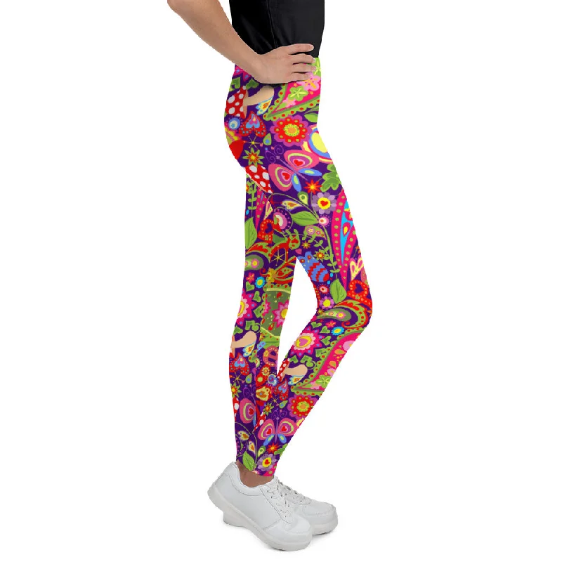 Flower Power Youth Psychedelia Leggings Stylish Lightweight Leggings