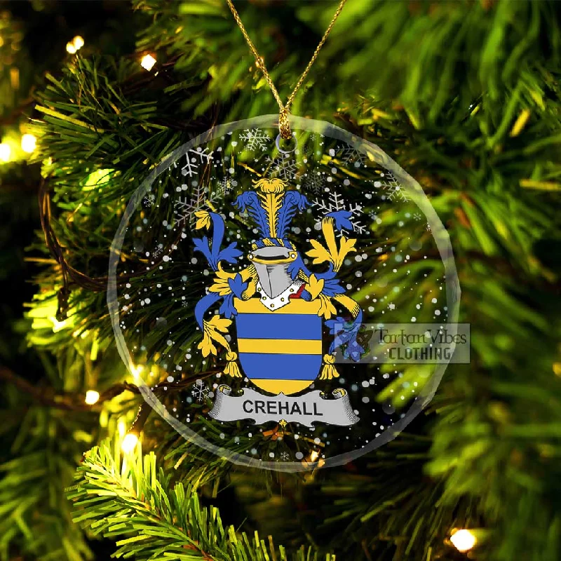Crehall Irish Clan Christmas Glass Ornament with Coat of Arms Vent Hem Cuff