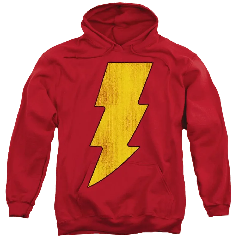 DC Comics Shazam Logo Distressed - Pullover Hoodie Ribbed Crew Neck