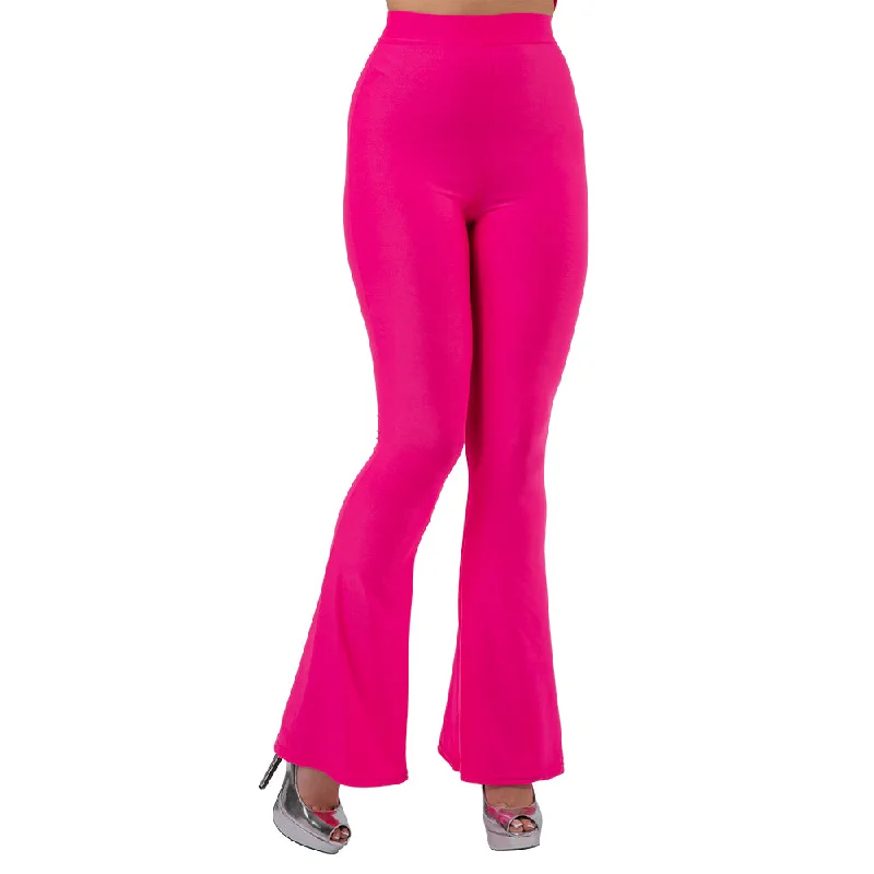 Retro Flares - Hot Pink 70s Ladies Trousers Trousers Running Lightweight