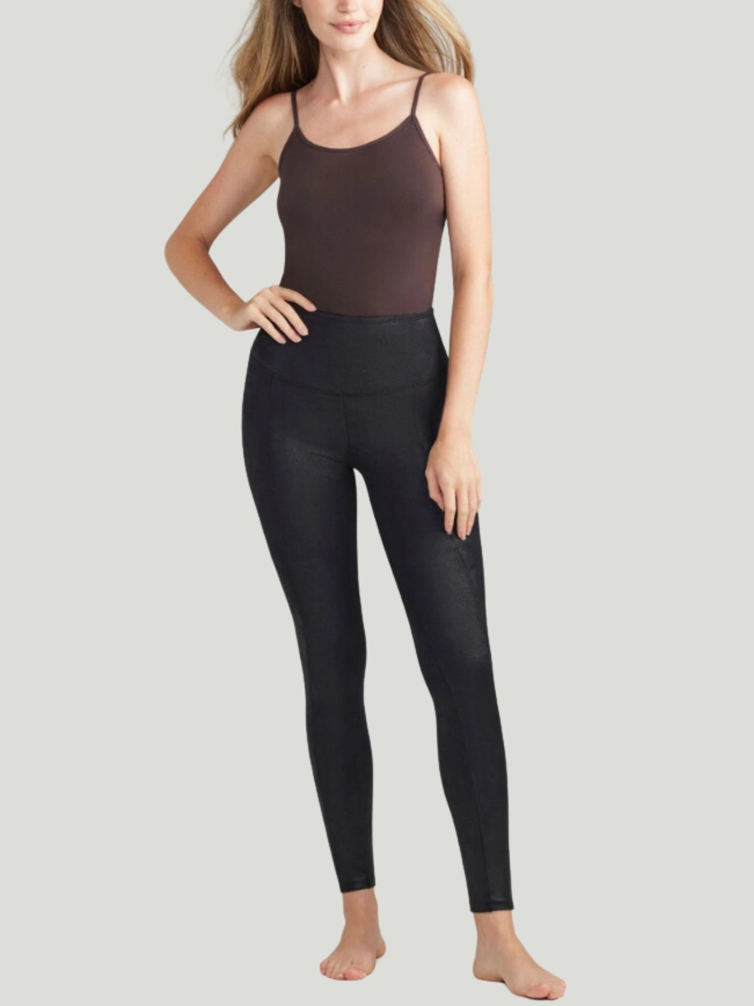 Yummie Stretch and Shine Faux Leather Shaping Legging Comfortable Full-Body Compression Leggings