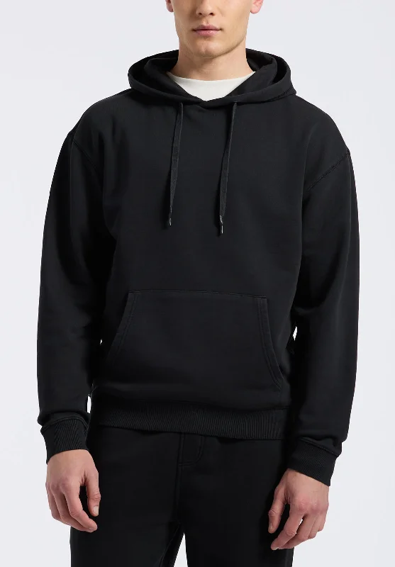 Finley Men's Relaxed Pullover Hoodie, Black - BM24534 Open Neck Pullover