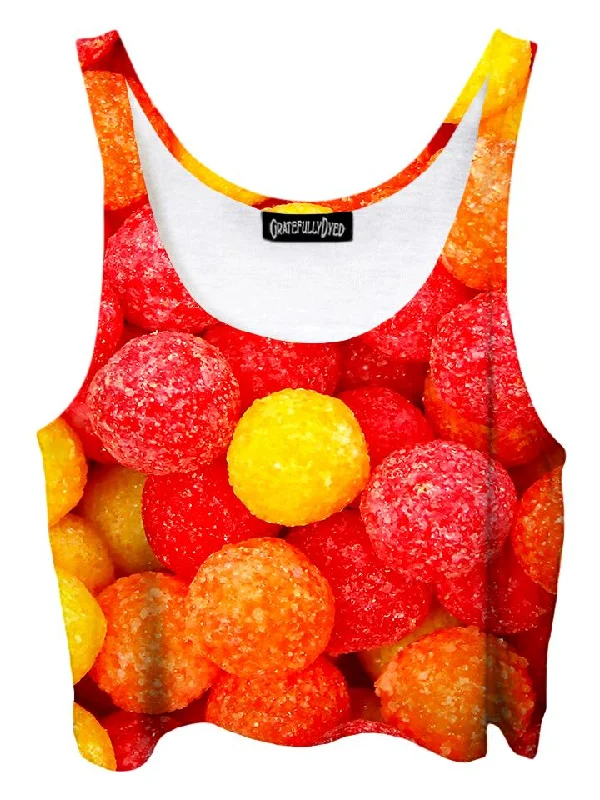 Gumdrop Gummy Candy Crop Top Asymmetrical Pockets Print