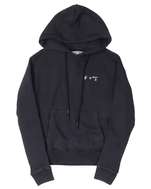 Logo Hoodie Hoodie with Hem Raw Edge Edgy Unfinished