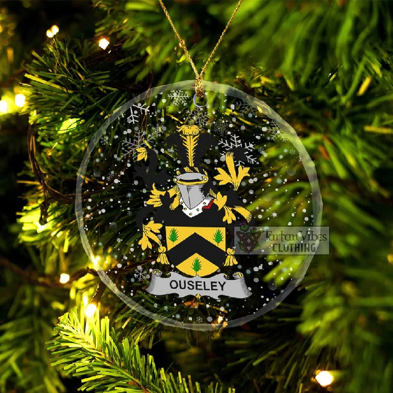 Ouseley Irish Clan Christmas Glass Ornament with Coat of Arms Front Pockets Side Pockets Patch Pockets