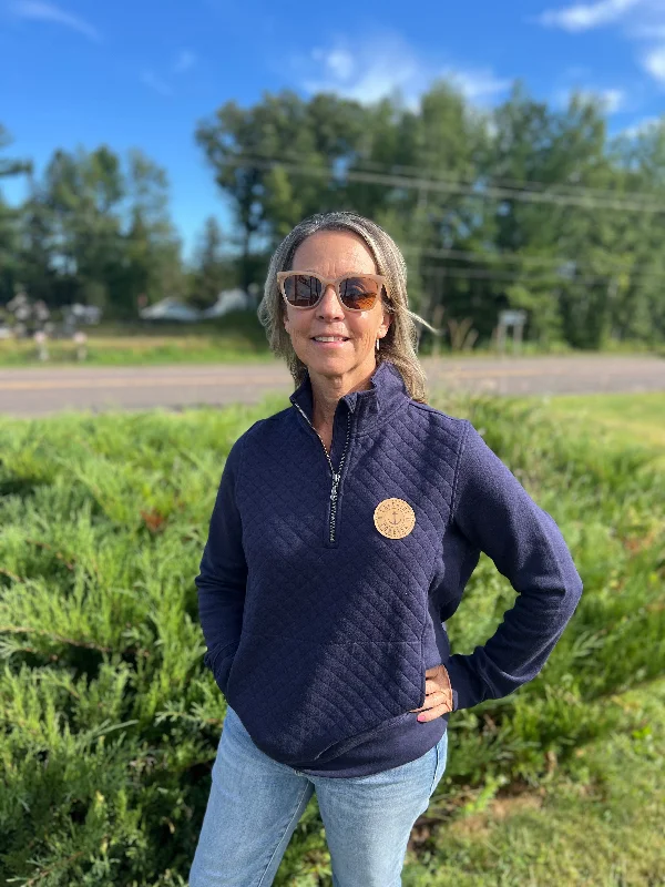 Lakegirl Quilted Fleece 1/4 Zip Pullover Wrist Length Sleeve
