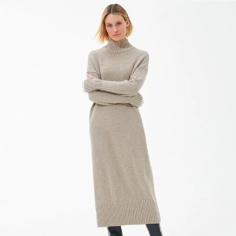 Barbour Winona Midi Knit Dress Light Fawn Trendy Ruched Side Midi Dress