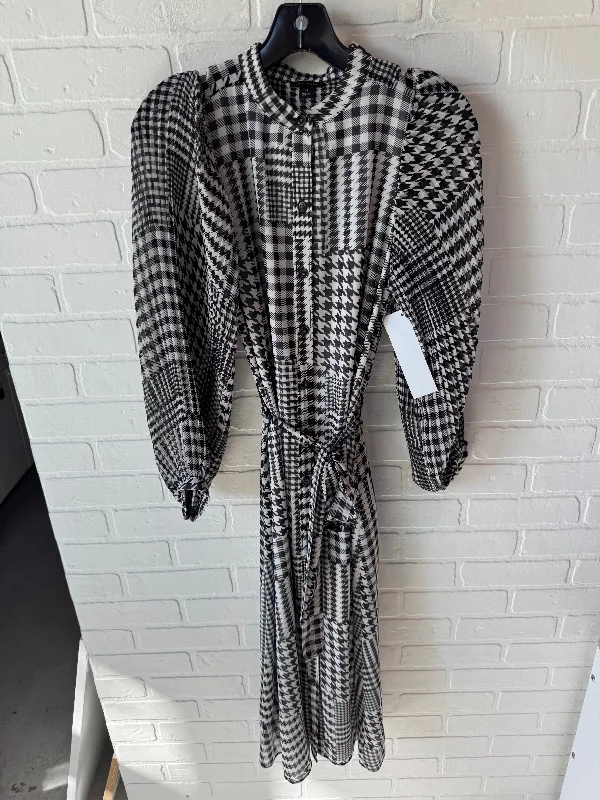 Dress Casual Midi By Ann Taylor In Black & White, Size: Xs Trendy Shift Midi Dress