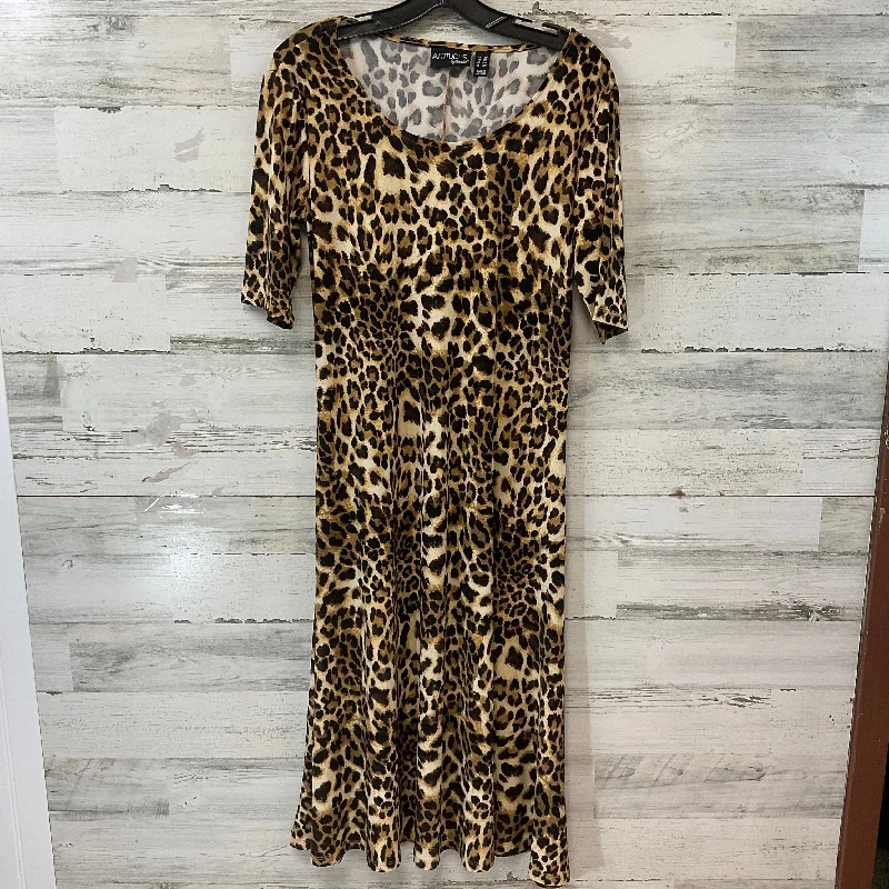 Dress Casual Midi By Attitude In Brown, Size: Petite   S Stylish Vintage Midi Dress
