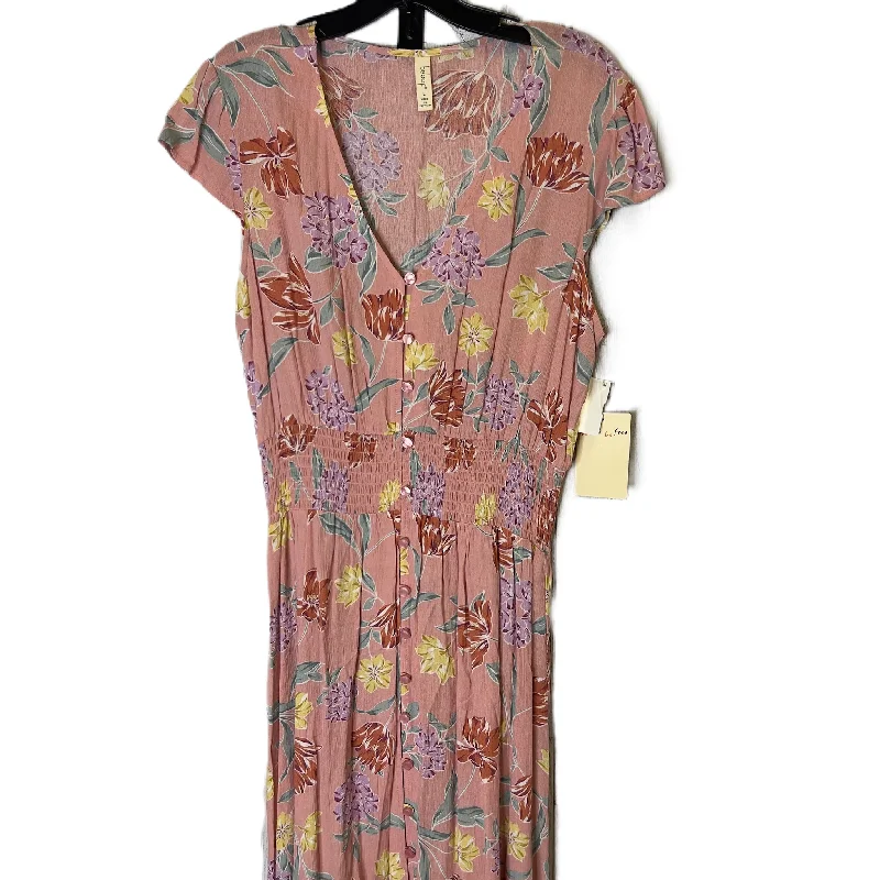 Dress Casual Midi By Bebop In Pink, Size: L Comfortable Ruched Midi Dress