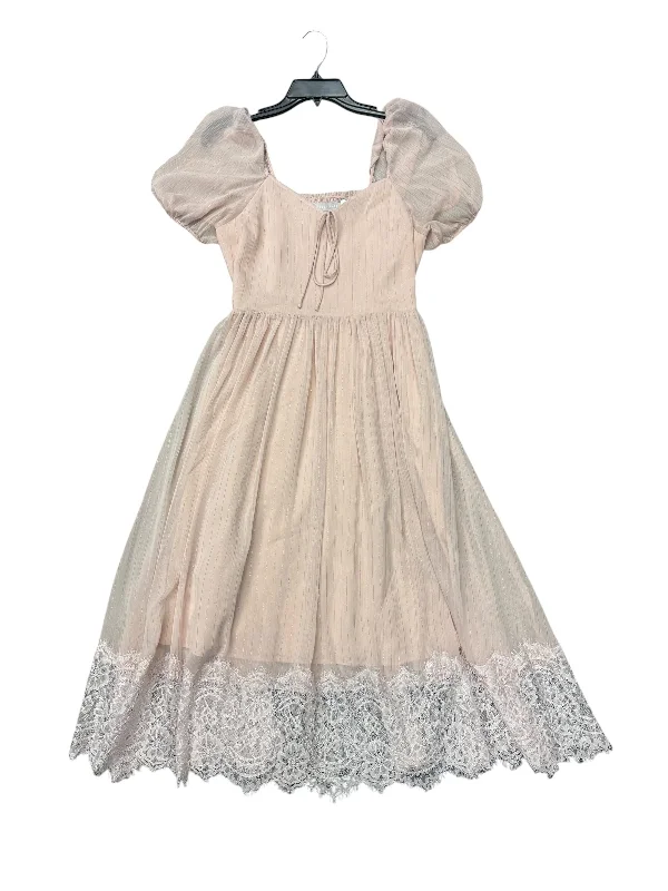 Dress Casual Midi By Chelsea 28 In Pink, Size: 4 Elegant Satin Slip Midi Dress