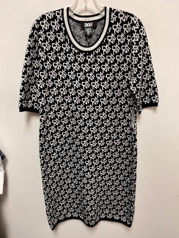 Dress Casual Midi By Dkny In Black & White, Size: Xl Stylish Silk Midi Dress