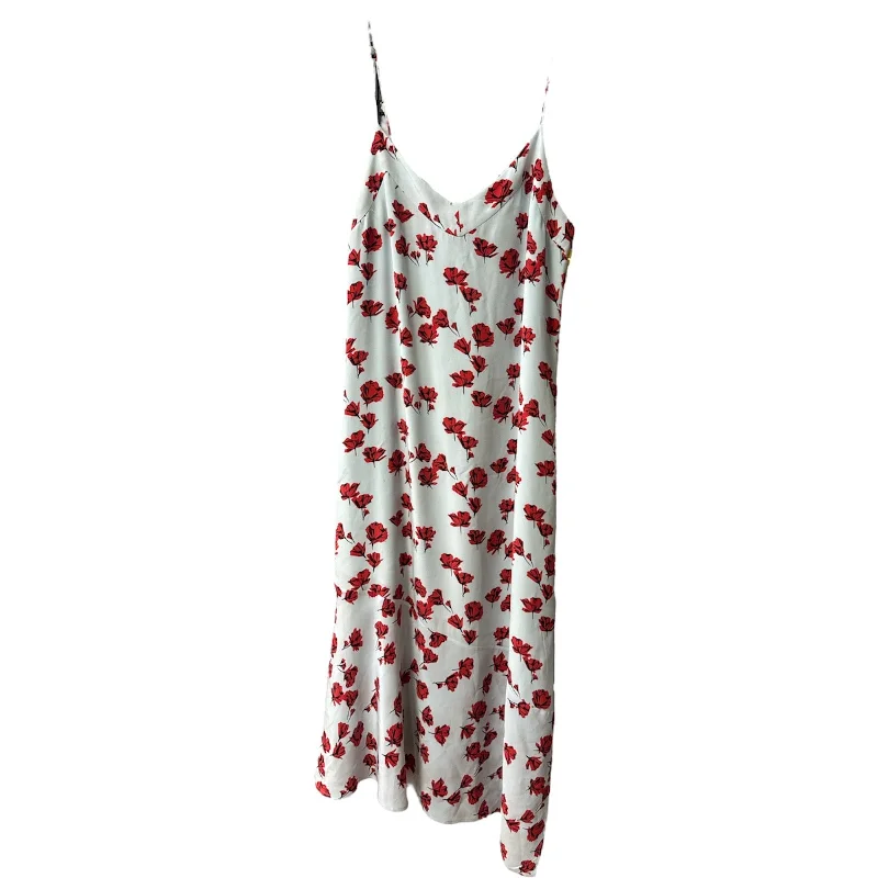 Dress Casual Midi By Equipment In Blue, Size: M Trendy Floral Wrap Midi Dress