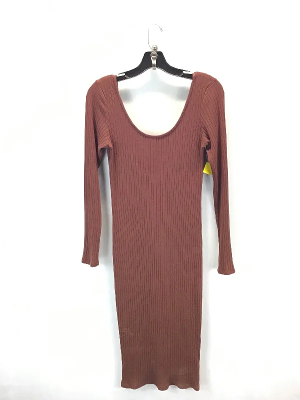 Dress Casual Midi By Fashion Nova In Rust, Size: M Comfortable Deep V Midi Dress