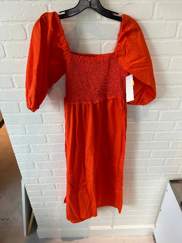 Dress Casual Midi By Free Assembly In Orange, Size: M Stylish Striped Midi Dress