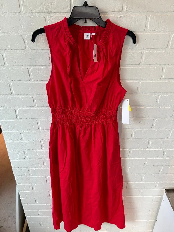 Dress Casual Midi By Gap In Red, Size: L Trendy Midi Dress with Belt