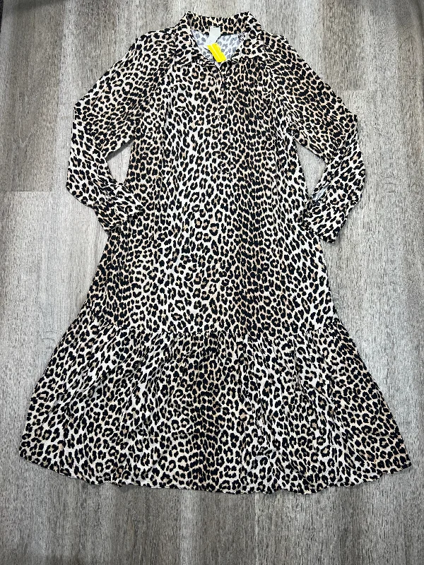 Dress Casual Midi By H&m In Animal Print, Size: L Elegant Satin Slip Midi Dress