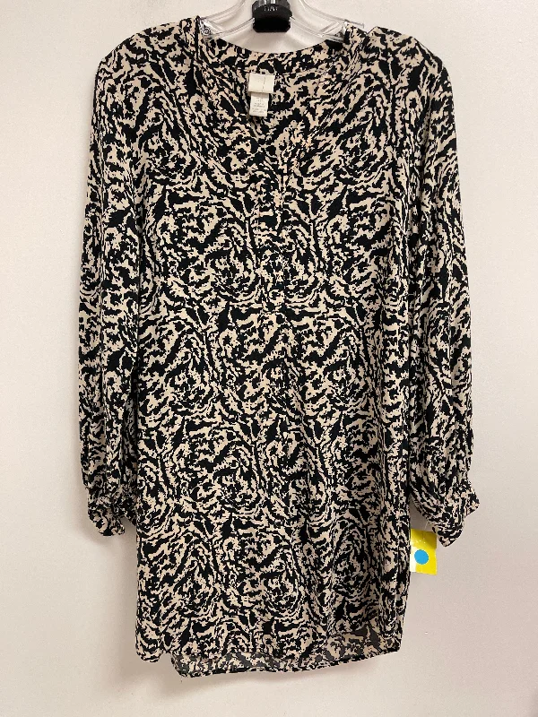 Dress Casual Midi By H&m In Black & Cream, Size: Xs Stylish Wraparound Midi Dress
