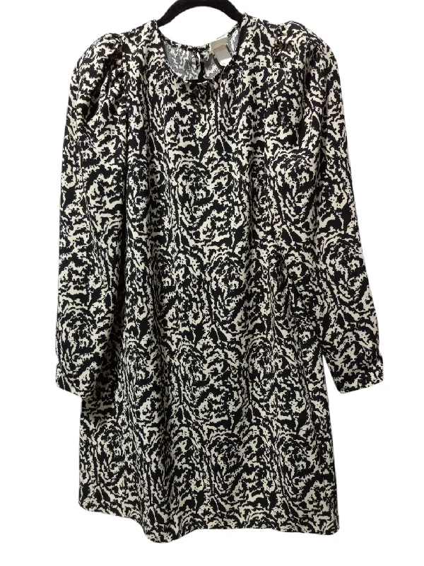 Dress Casual Midi By H&m In Black & White, Size: S Chic Floral Print Midi Dress