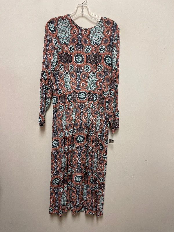 Dress Casual Midi By H&m In Peach, Size: 12 Trendy Ruffle Hem Midi Dress
