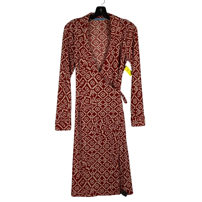 Dress Casual Midi By Johnny Was In Red & Tan, Size: M Elegant Velvet Midi Dress