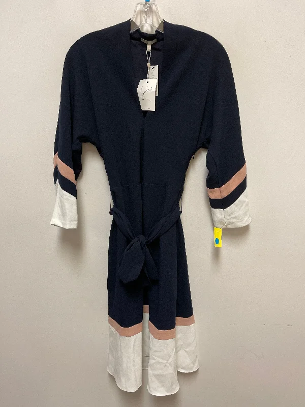 Dress Casual Midi By Joie In Navy, Size: 2 Fashionable Sheer Sleeve Midi Dress