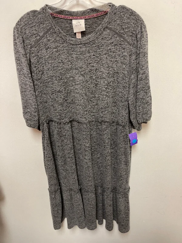 Dress Casual Midi By Knox Rose In Grey, Size: Xl Elegant Pleated Sleeve Midi Dress