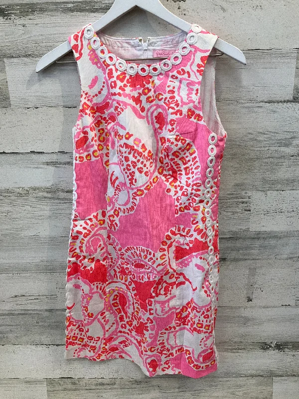 Dress Casual Midi By Lilly Pulitzer In Orange & Pink, Size: Xs Elegant Sleeveless Midi Dress Dress Casual Midi By Lilly Pulitzer In Orange & Pink, Size: Xs Elegant Sleeveless Midi Dress