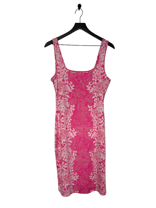 Dress Casual Midi By Lilly Pulitzer In Pink & White, Size: M Stylish Button-Down Midi Dress