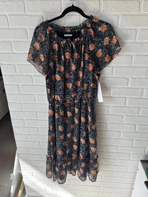 Dress Casual Midi By Loft In Blue & Orange, Size: L Cozy Tie-Dye Midi Dress