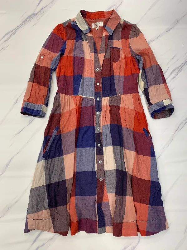 Dress Casual Midi By Moulinette Soeurs In Plaid Pattern, Size: S Stylish Silk Midi Dress
