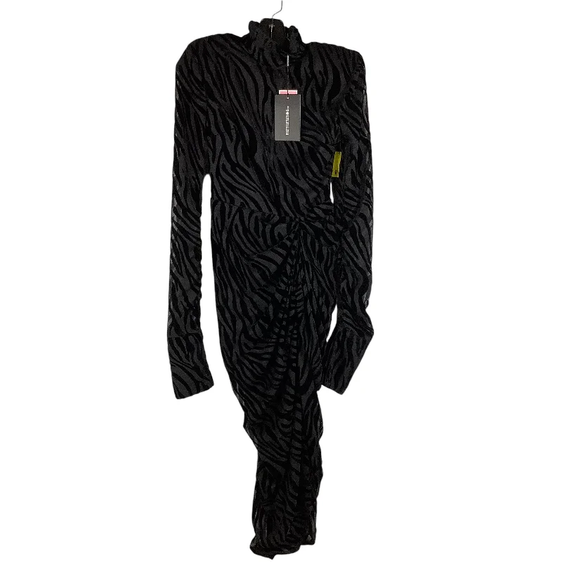 Dress Casual Midi By Pretty Little Thing In Black, Size: 4 Stylish Tiered Midi Dress Dress Casual Midi By Pretty Little Thing In Black, Size: 4 Stylish Tiered Midi Dress