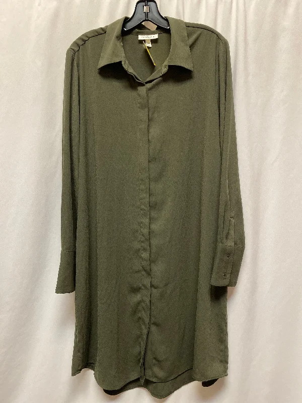 Dress Casual Midi By Prologue In Green, Size: Xxl Trendy Ruffled Sleeve Midi Dress