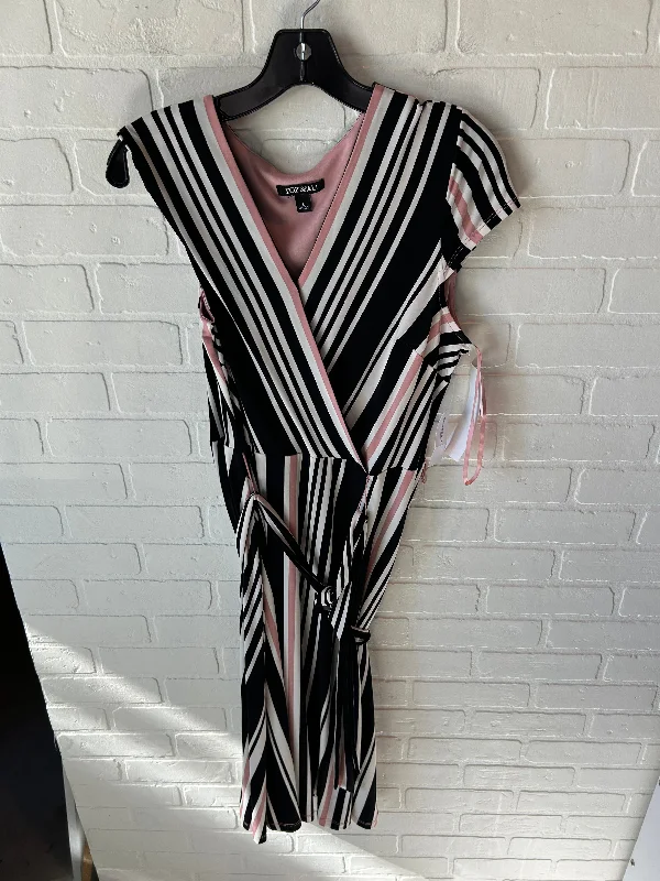 Dress Casual Midi By Roz And Ali In Black & Pink, Size: L Trendy Ruffle Hem Midi Dress Dress Casual Midi By Roz And Ali In Black & Pink, Size: L Trendy Ruffle Hem Midi Dress