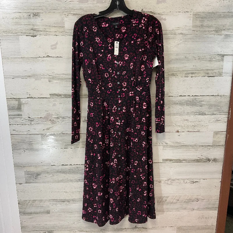 Dress Casual Midi By Talbots In Black & Pink, Size: Xs Stylish Button-Up Midi Dress