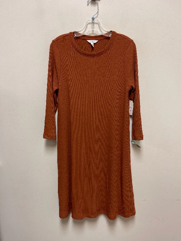 Dress Casual Midi By Time And Tru In Brown, Size: M Fashionable Floral Embroidery Midi Dress