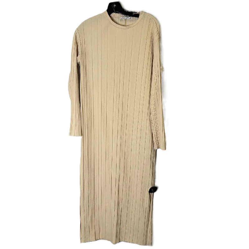 Dress Casual Midi By Zara In Cream, Size: S Stylish Silk Midi Dress