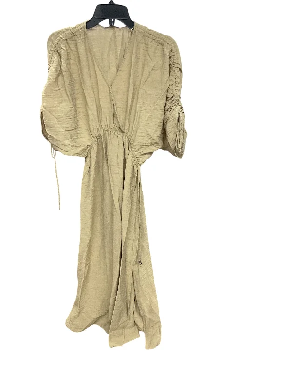 Dress Casual Midi By Zara In Tan, Size: Xs Fashionable High-Neck Midi Dress